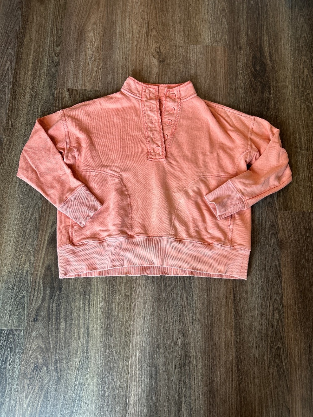 Aerie Quarter Button Mock Neck Sweatshirt Salmon Women’s M